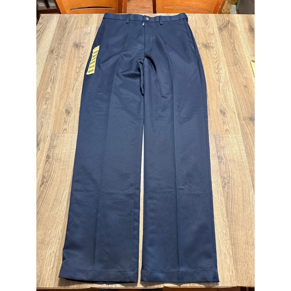 Sportoli Pants Mens Size 34x34 Navy Blue Dress Pants Stretch Flat Front NWT